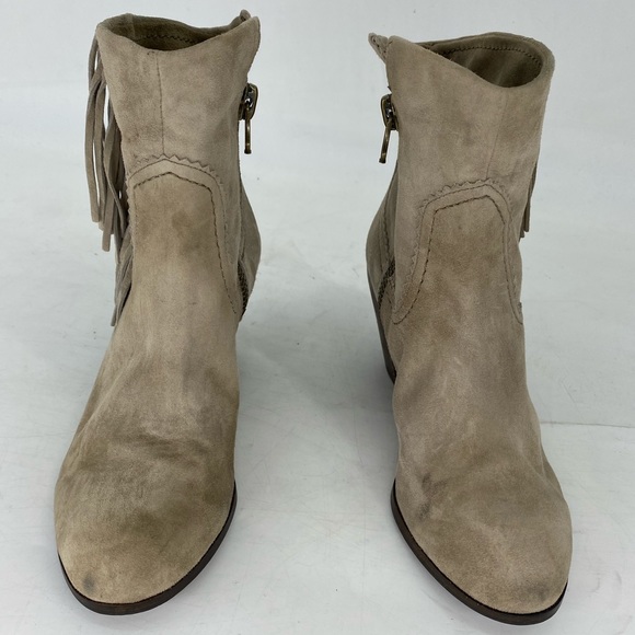 8 1/2 SAM EDELMAN LOUIE FRINGE SUEDED LEATHER ANKLE BOOTS BOOTIES WOMENS… - Picture 4 of 10